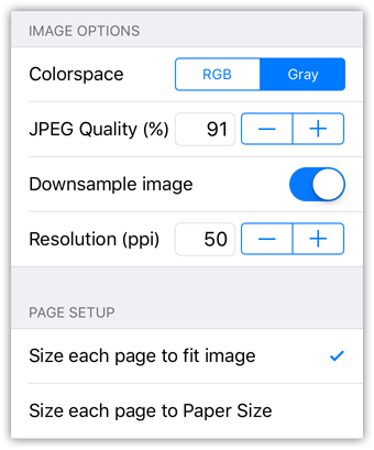 JPG to PDF - image options for quality PDF