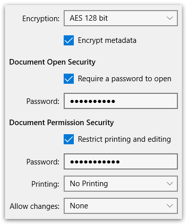 Security tool - Modify PDF password security